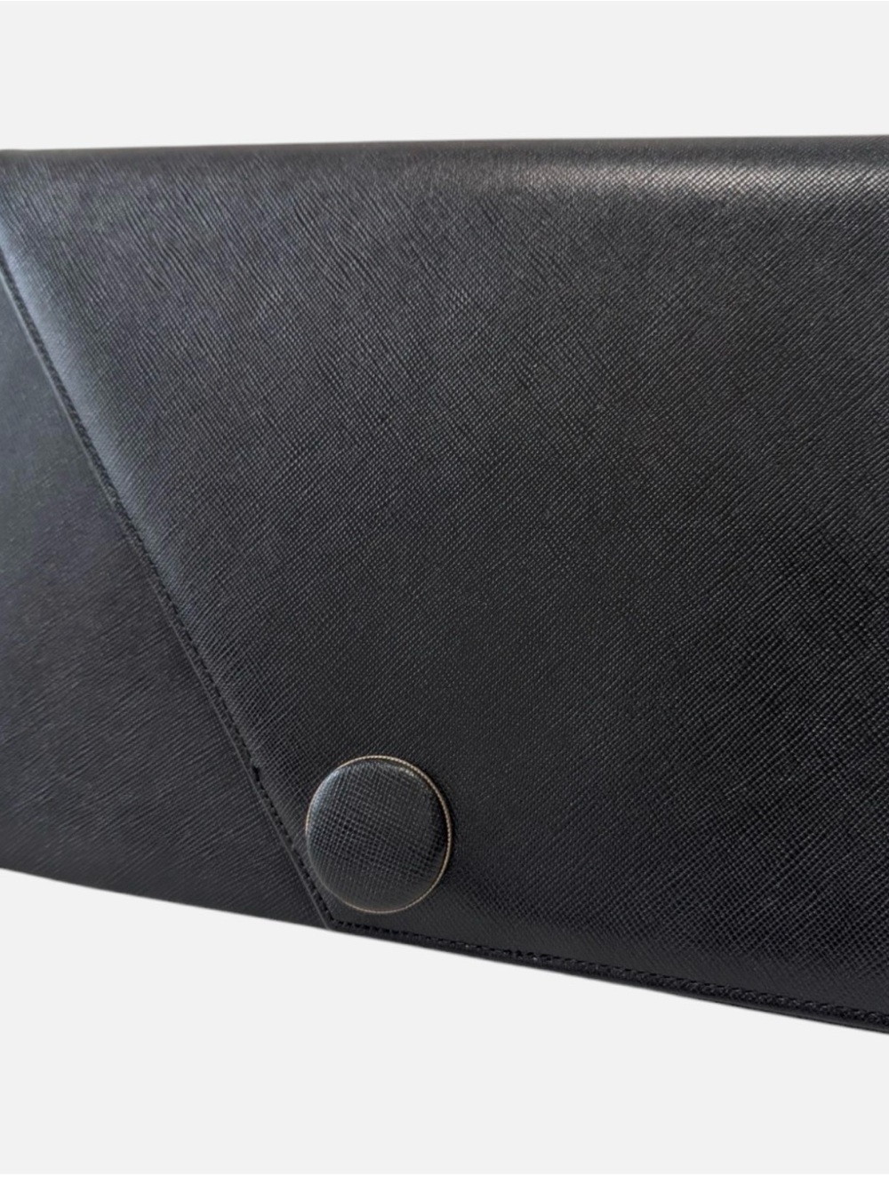 Saint Laurent Black Leather Envelope Clutch with Gold-Tone Button - Picture 13 of 13